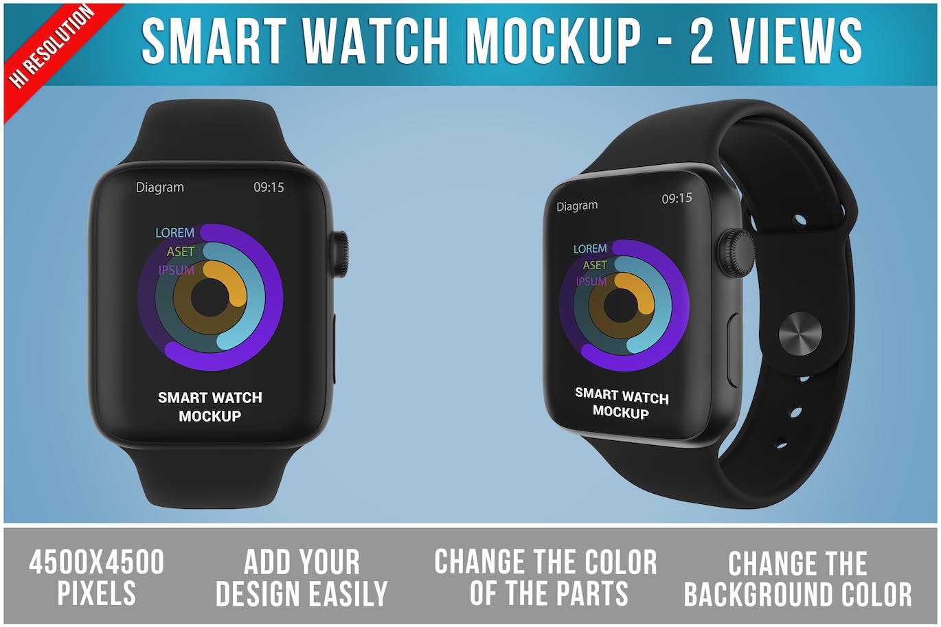 智能手表Watch样机 Smart Watch Mockup PSD 样机素材 第1张
