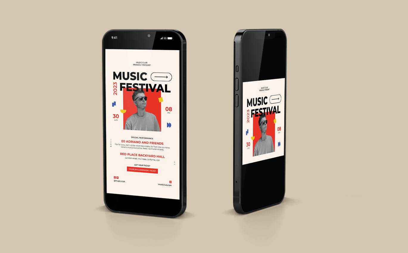 现代音乐节传单模板 Modern Music Festival Flyer Template 设计素材 第2张