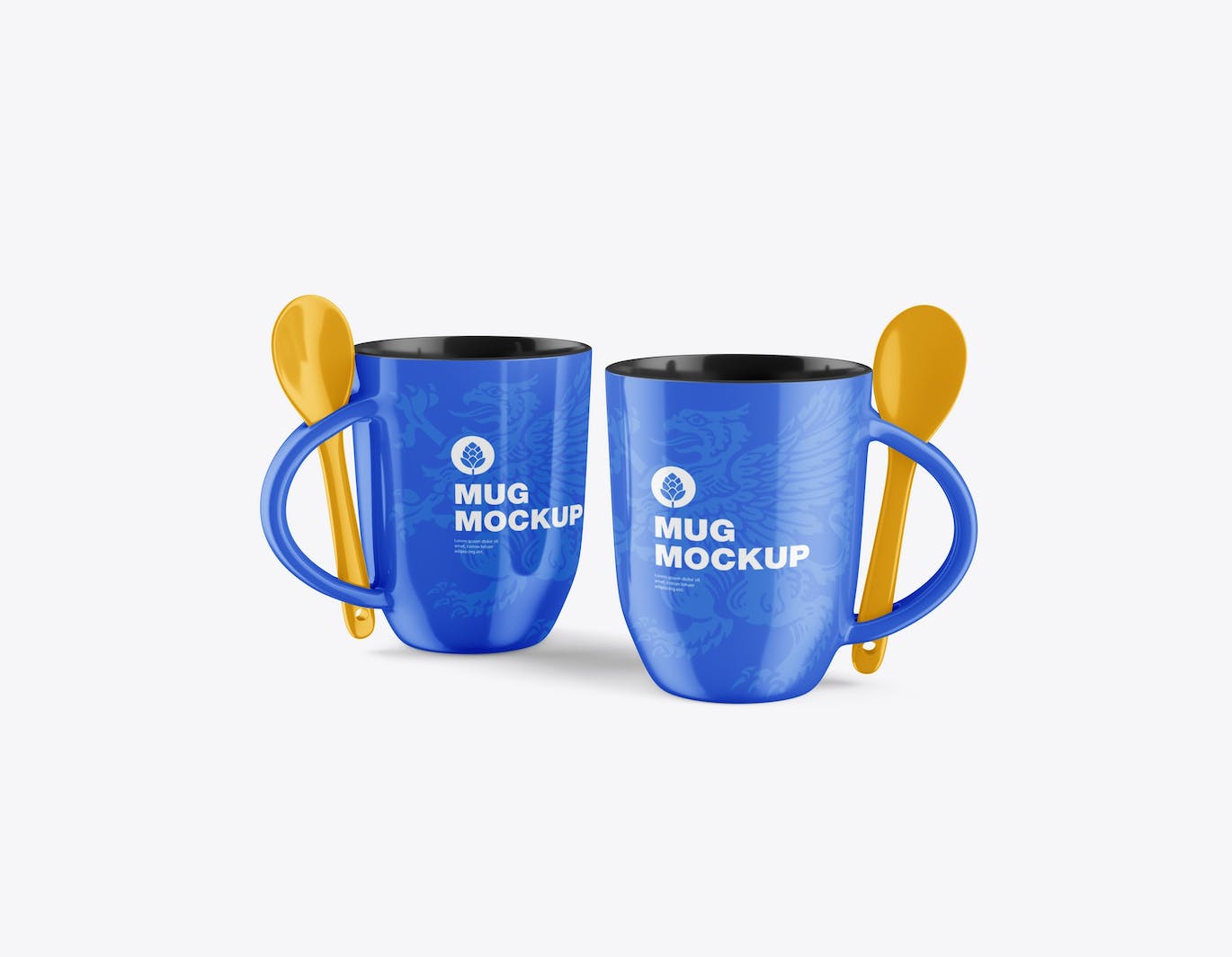 带勺子的彩色马克杯杯身设计样机 Colorfull Mug with Spoon Mockup 样机素材 第3张