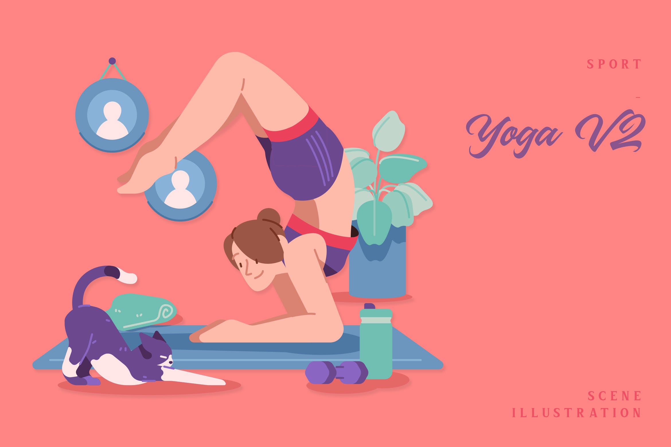 瑜伽运动场景插画v2 Sport – Yoga V2 Scene Illustration 图片素材 第1张