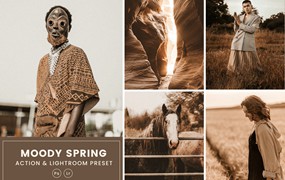 春天图片动作&LR调色滤镜 Moody Spring Action & Lightrom Presets