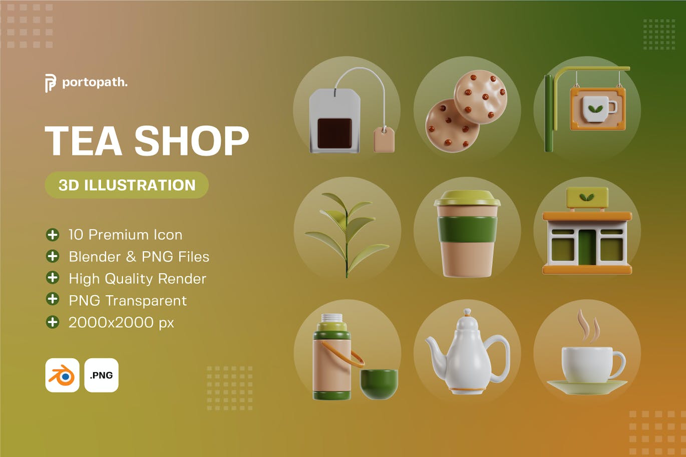 3D茶叶商店图标 3D Tea Shop Icon 图标素材 第1张