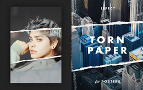 撕纸效果海报模板 Torn Paper Effect for Posters