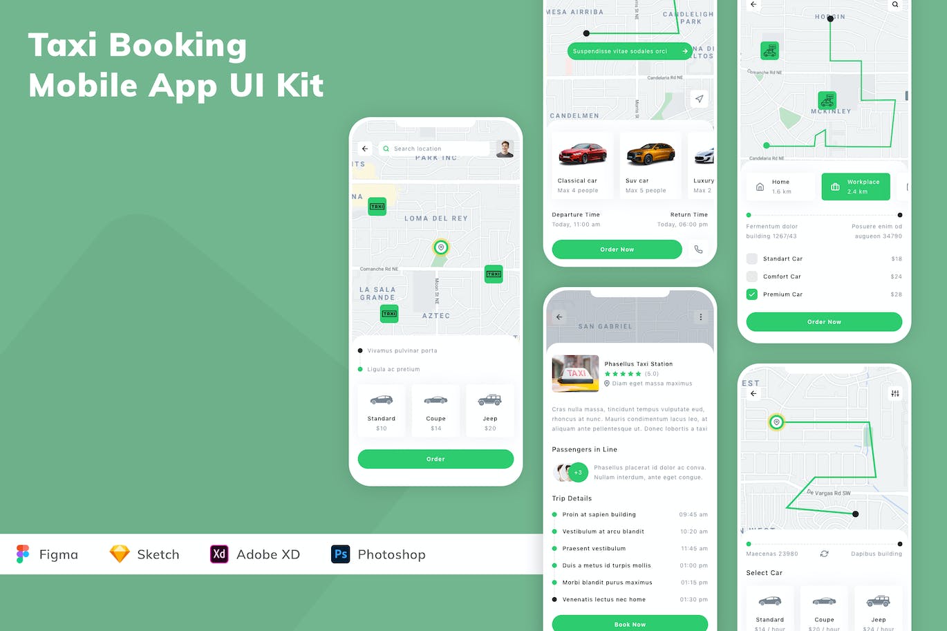 出租车预订应用程序App设计UI工具包 Taxi Booking Mobile App UI Kit APP UI 第1张