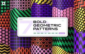 潮流现代优雅极简时尚几何无缝拼接图案素材合辑 Bold geometric seamless patterns