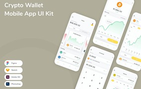 加密钱包App应用程序UI工具包素材 Crypto Wallet Mobile App UI Kit