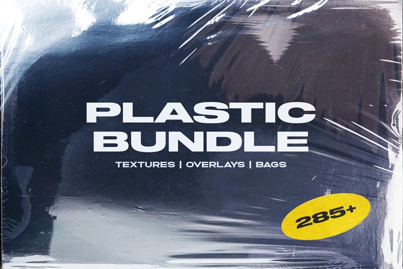 285+潮流复古时尚透明保鲜膜真空密封包装塑料袋气泡膜包装纹理 PrintPixel Plastic Bundle Branding Wrap Texture 图片素材 第1张