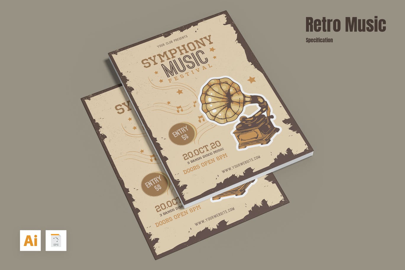 复古音乐宣传单模板 Retro Music Flyer 设计素材 第1张