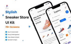 电子商务运动鞋商店App应用程序UI套件