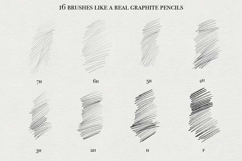 17个石墨铅笔效果Procreate笔刷 笔刷资源 第2张