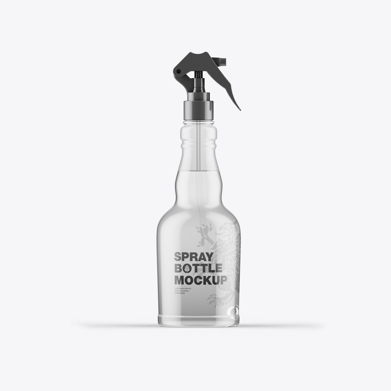 按压玻璃喷雾瓶瓶身设计样机 Set Different Glass Spray Bottles Mockup 样机素材 第4张