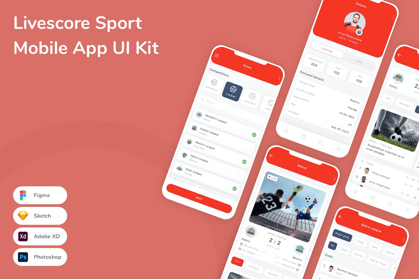 即时比分体育App应用程序UI工具包素材 Livescore Sport Mobile App UI Kit APP UI 第1张