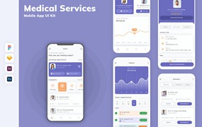 医疗服务App移动应用设计UI工具包 Medical Services Mobile App UI Kit