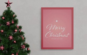 圣诞树画框相框样机模板 Christmas Frame Mockup