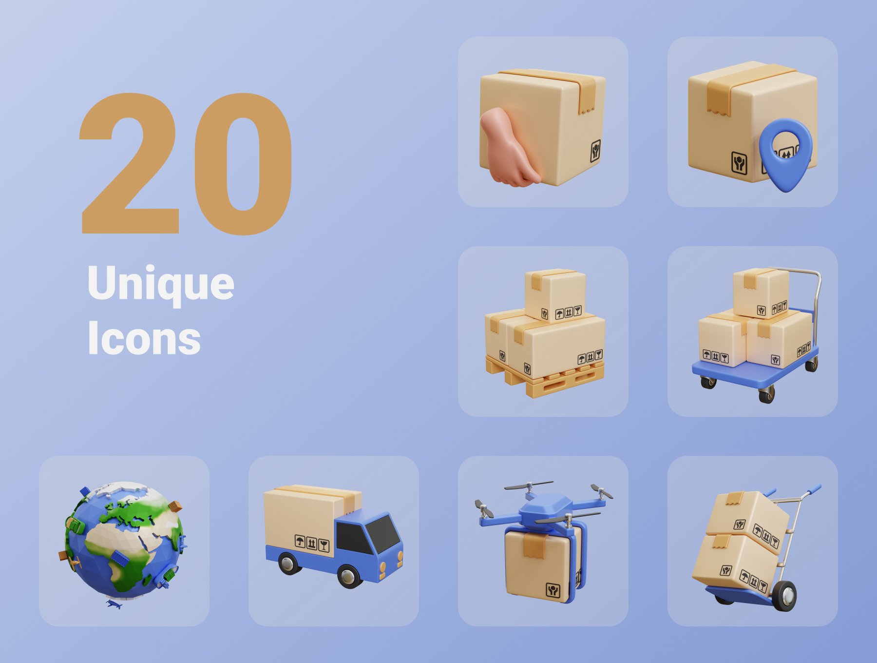 高质量三维渲染电商快递全球物流送货3D插画素材 Delivery Service Icon Illustration 图标素材 第4张