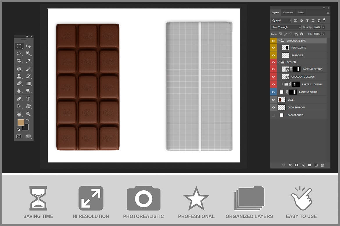 巧克力棒食品包装设计样机 Chocolate Bar Mockup 样机素材 第4张
