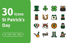30个高质量的圣帕特里克节矢量图标 30 St Patrick’s Day Icons