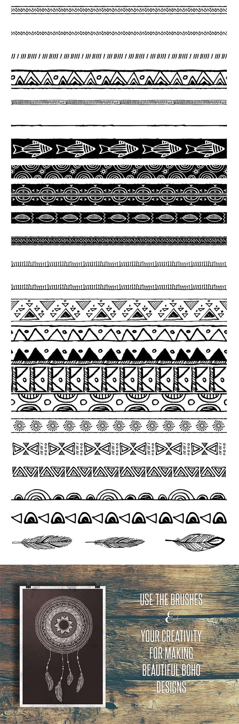 50个波西米亚部落图案AI笔刷 笔刷资源 第3张