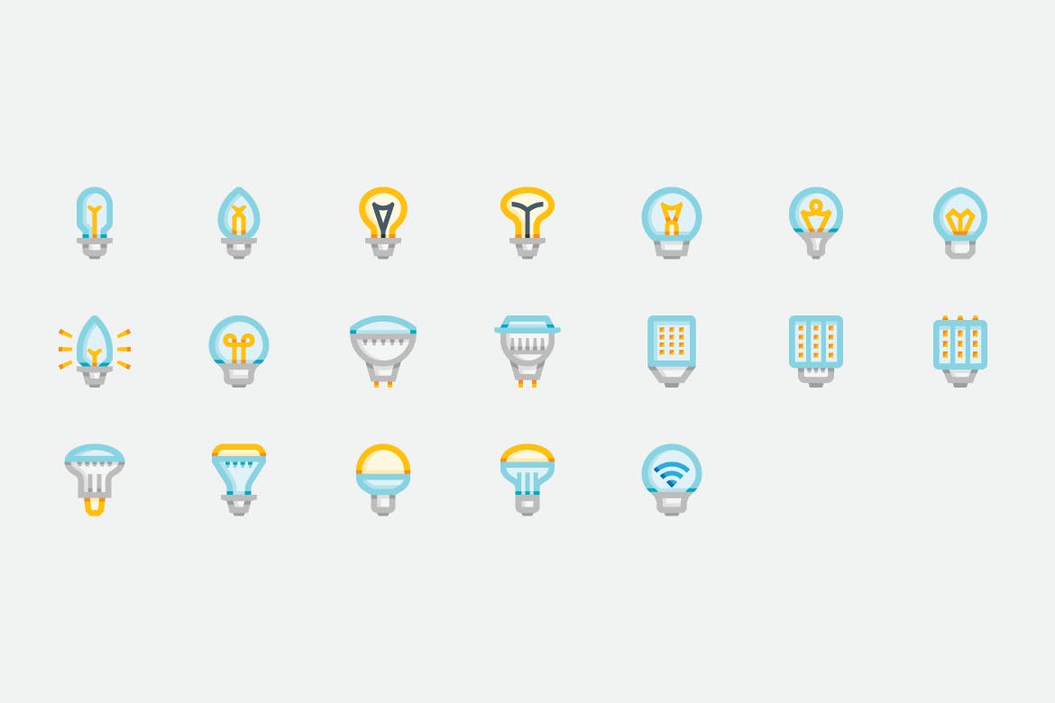 40个灯泡彩色样式图标 Basicons / Color / Lightbulbs Icons 图标素材 第2张