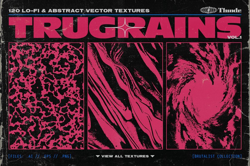 复古反设计垃圾酸性颗粒噪点粗糙肌理纹理矢量素材合辑 TRUGRAINS Brutalist Texture 图片素材 第1张