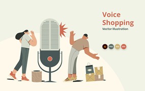 语音助手购物插画 Voice Assistant Illustration