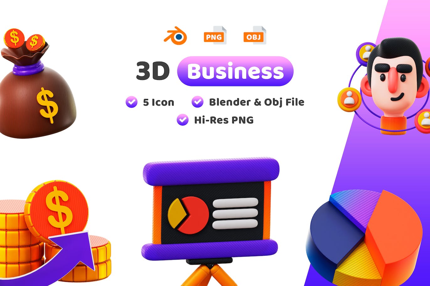 商业金融主题3D图标 Business 3D Icon 图标素材 第1张