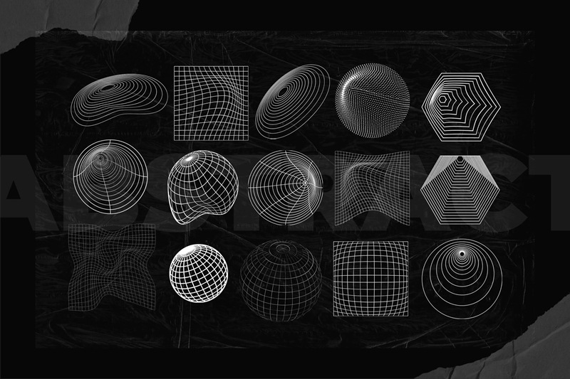 125款潮流抽象科幻几何矢量装饰图形徽标平面海报设计素材 125+ Abstract Futuristic Shapes 图片素材 第3张