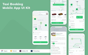 出租车预订应用程序App设计UI工具包 Taxi Booking Mobile App UI Kit