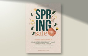 优雅的春季促销传单海报素材 Elegant Spring Sale Flyer Template Ver. 1