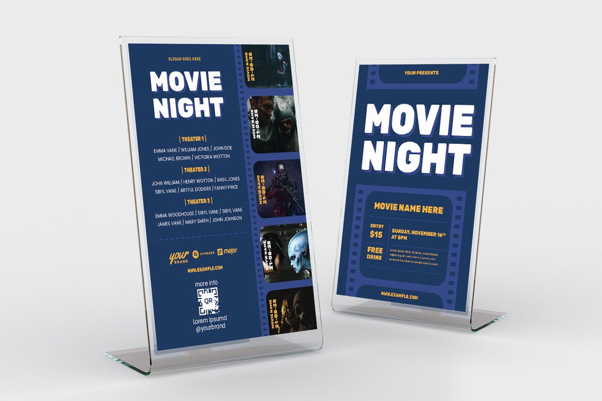 电影之夜传单设计模板 Movie Night Flyer Template 设计素材 第2张