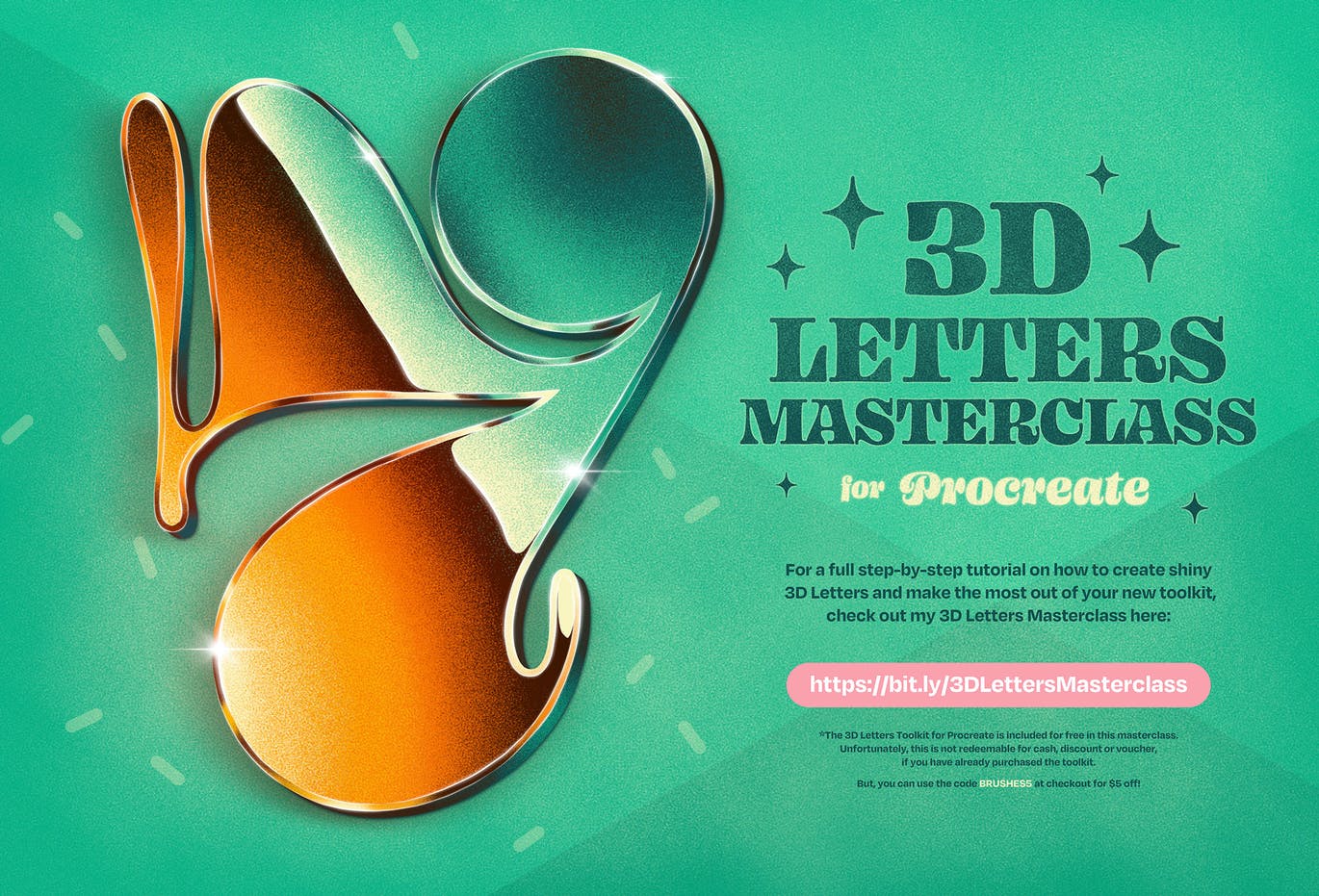 3D字母制作工具Procreate笔刷 3D Letters Toolkit 笔刷资源 第2张