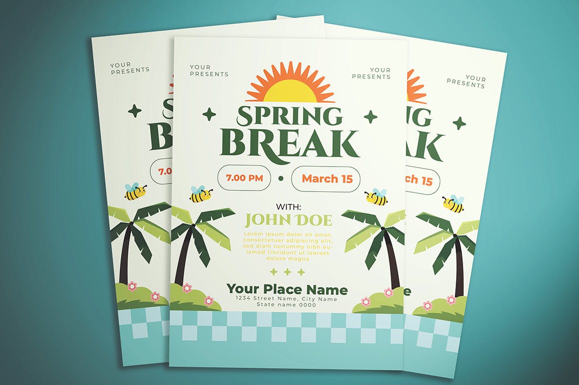 春天假期海报设计模板 Spring Break Flyer 设计素材 第3张