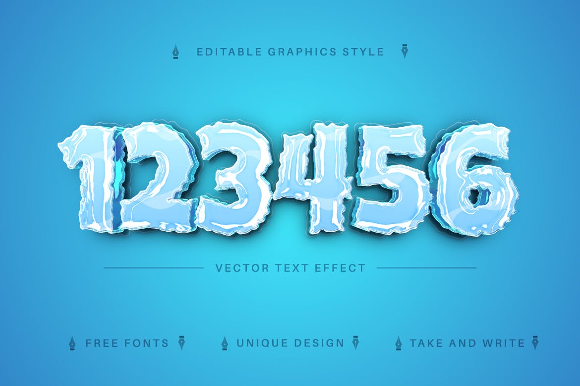 冻结冰块字体样式矢量文本效果 Frozen Winter – Editable Text Effect, Font Style 插件预设 第6张