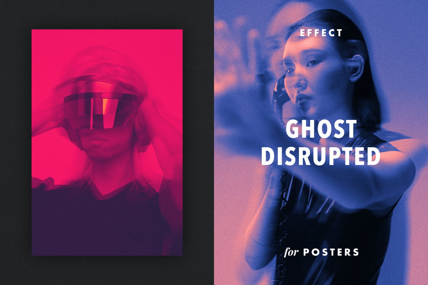 幽灵滤镜效果海报模板 Ghost Disrupted Effect for Posters 插件预设 第1张