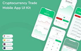 加密货币交易App应用程序UI工具包素材 Cryptocurrency Trade Mobile App UI Kit