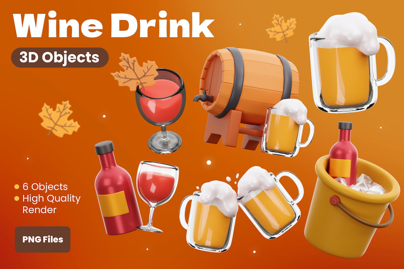 葡萄酒饮料3D插画 Wine Drink 3D Illustrations 图片素材 第1张