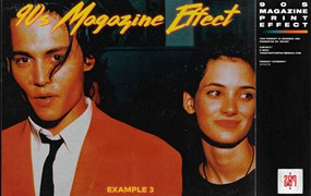 90年代港风色调质感复古照片风格PSD模板 90’s Magazine Print Effect