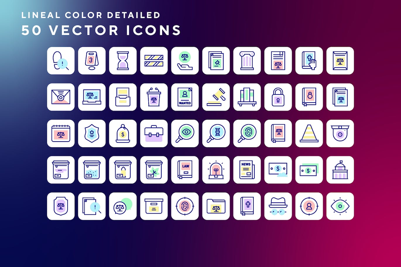50枚审计主题彩色线条矢量图标 Audit icons 图标素材 第1张