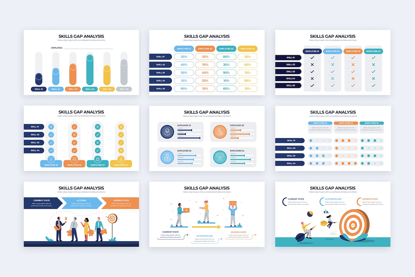 技能差距分析信息图表设计AI矢量模板 Skills Gap Analysis Illustrator Infographics 幻灯图表 第3张