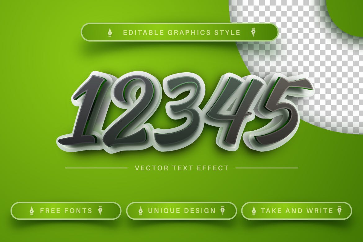3D绿色可编辑的文字效果 3D Green – Editable Text Effect, Font Style 插件预设 第4张
