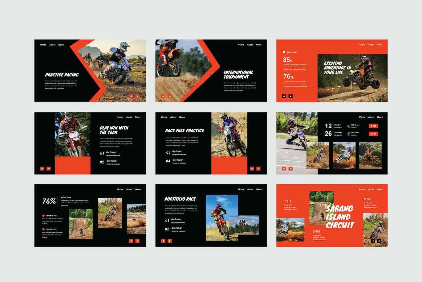 越野摩托车运动PPT创意模板 X-Trail – PowerPoint Template 幻灯图表 第5张