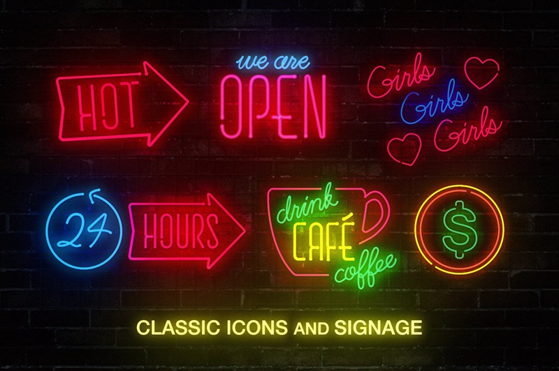 霓虹灯招牌文字特效PS模板&AE模板 Neon Sign Collection: Volume One 插件预设 第8张