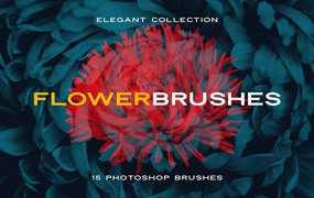 复古风创意玫瑰紫丁香花卉笔刷PS画笔笔刷素材 Elegant Flower Brushes for Photoshop