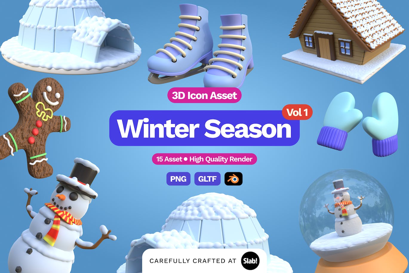 3D冬天冬季插画素材v1 3D Winter Season Vol 1 设计素材 第1张