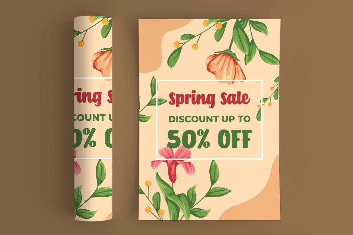 春季购物促销海报传单设计模板 Spring Sale Flyer 设计素材 第3张