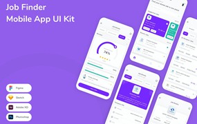 求职找工作App应用程序UI工具包素材 Job Finder Mobile App UI Kit