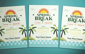 春天假期海报设计模板 Spring Break Flyer