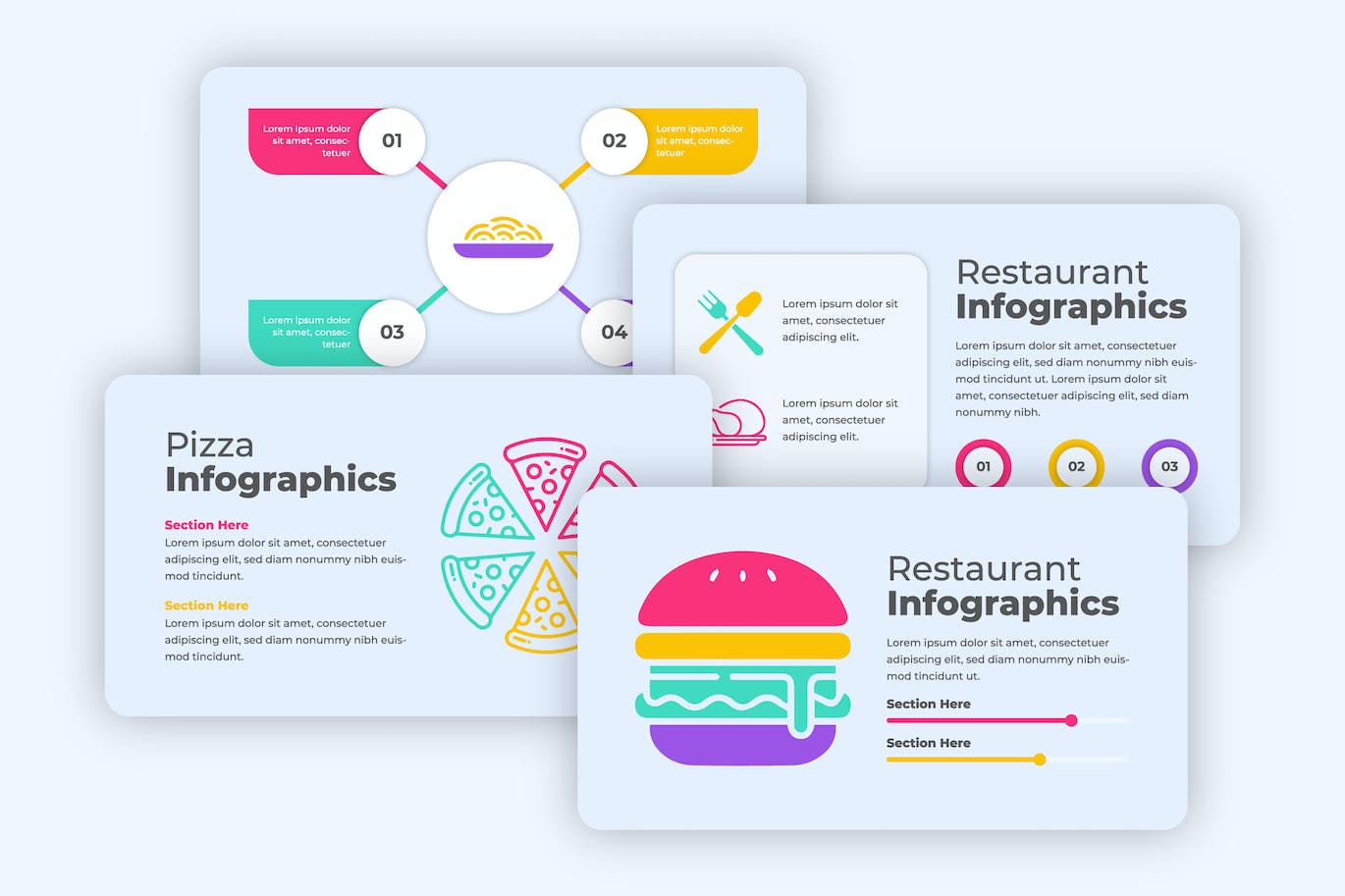 餐厅食品图形信息数据图表设计素材 Restaurant Infographics 幻灯图表 第1张