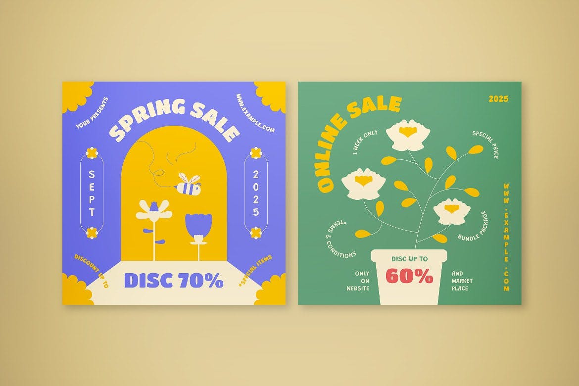 春季促销Banner广告模板 Spring Sale Banner 设计素材 第6张