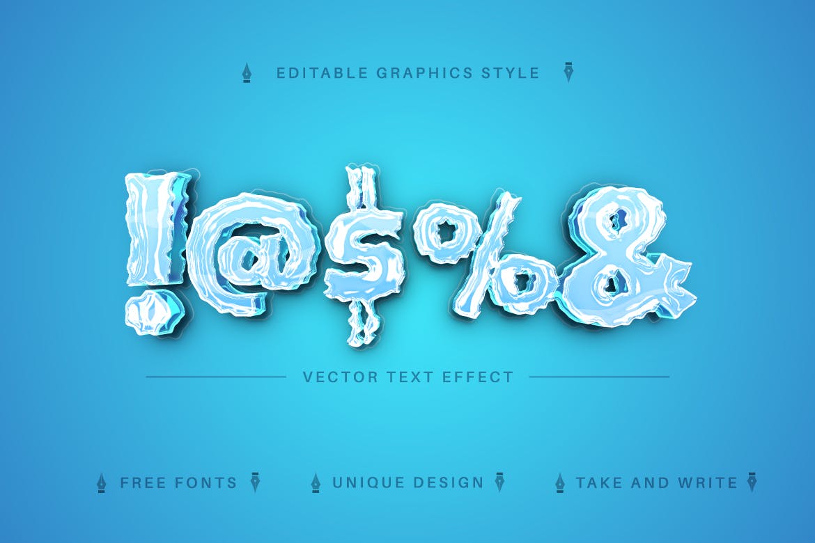 冻结冰块字体样式矢量文本效果 Frozen Winter – Editable Text Effect, Font Style 插件预设 第3张